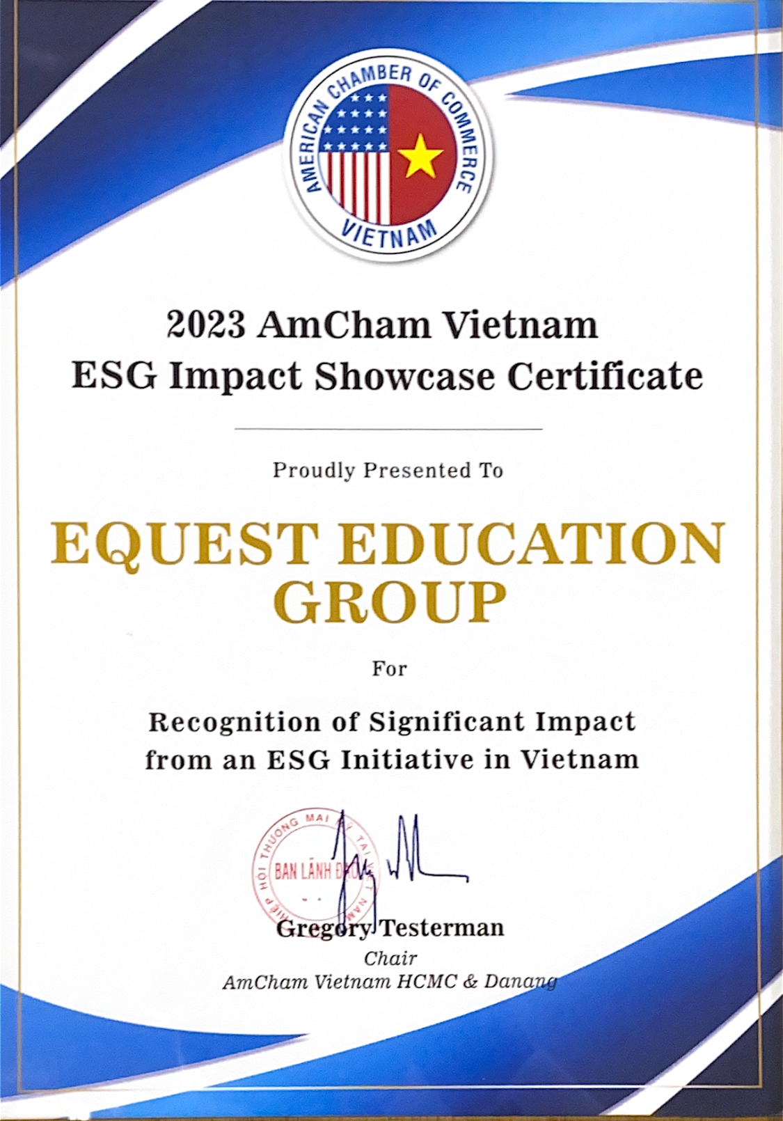 EQuest nhan giai thuong ESG Impact Award vi nhung sang kien dong gop phat trien ben vung 1 1